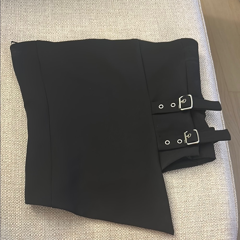 Zara Black Strapless Top with Buckle Detail